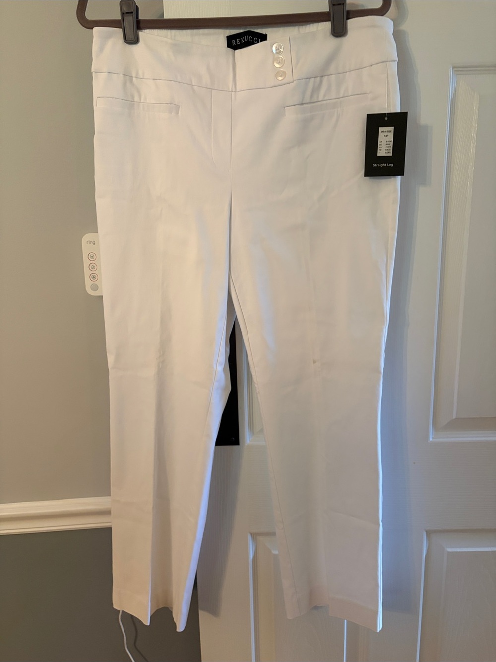Rekucci White Straight-Leg Pull-On Pants NWT